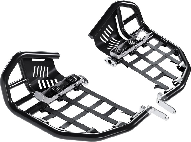 Kojem Nerf Bars Foot Pegs Compatible with All Years Honda 400EX 400X (Silvery Nerfs & Black Nets) - Image 3